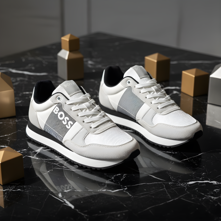 נעלי גברים של הוגו בוס בצבע לבן ייחודי Hugo Boss men's shoes in a unique white color